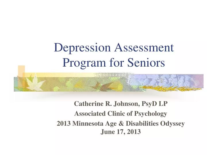 depression assessment program for seniors