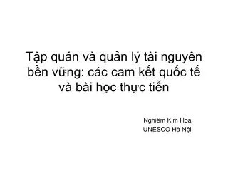t p qu n v qu n l t i nguy n b n v ng c c cam k t qu c t v b i h c th c ti n