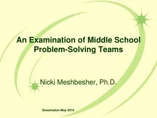 An Examination of Middle School Problem-Solving Teams