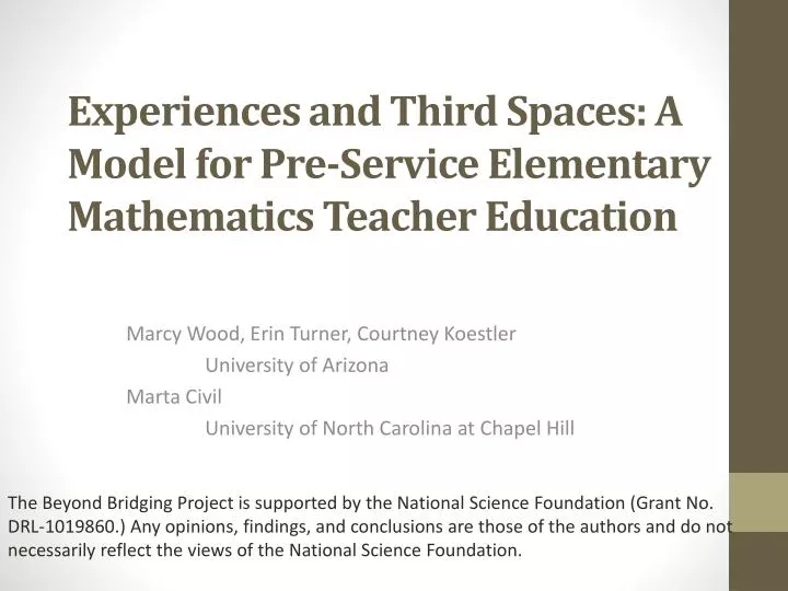 experiences and third spaces a model for pre service elementary mathematics teacher education