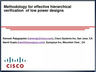 Methodology for effective hierarchical verification of low power designs