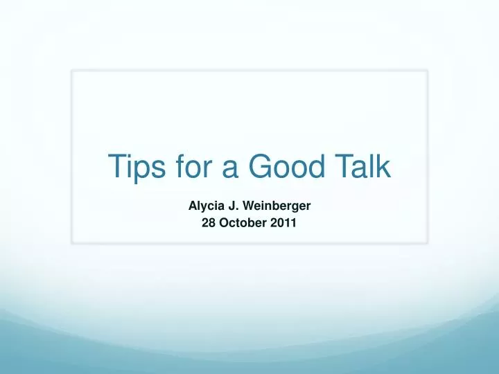 tips for a good talk