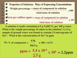 Properties of Solutions: Ways of Expressing Concentrations