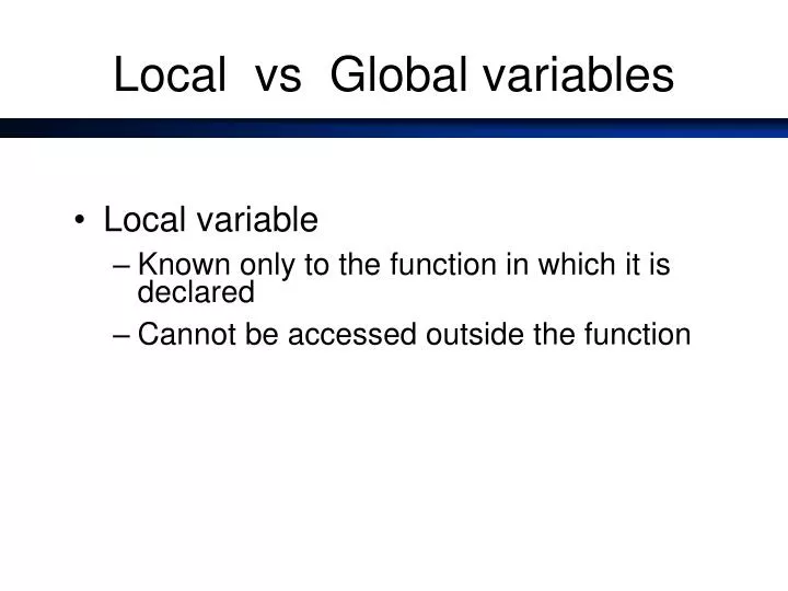 local vs global variables