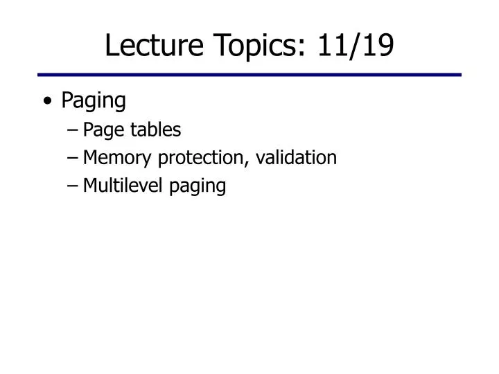 lecture topics 11 19