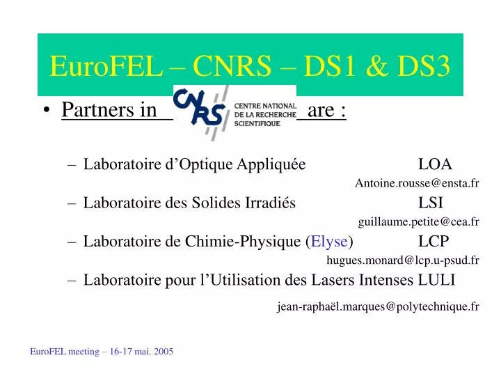 eurofel cnrs ds1 ds3