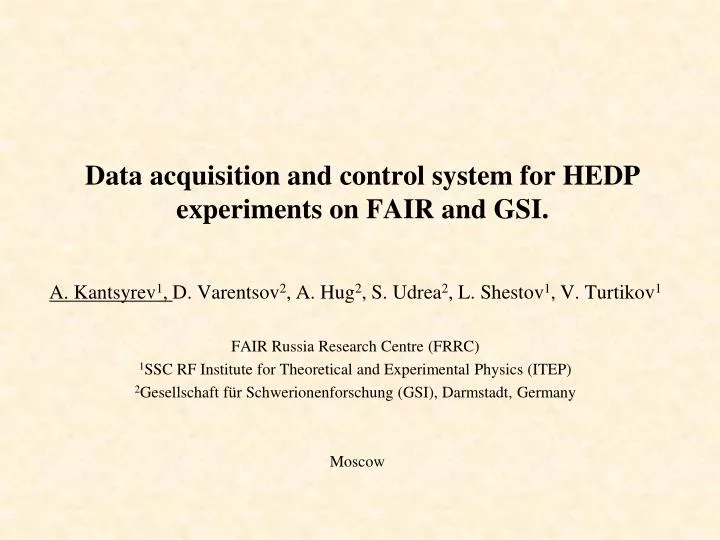 data acquisition and control system for hedp experiments on fair and gsi
