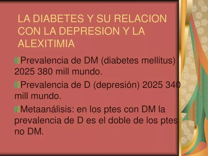 la diabetes y su relacion con la depresion y la alexitimia