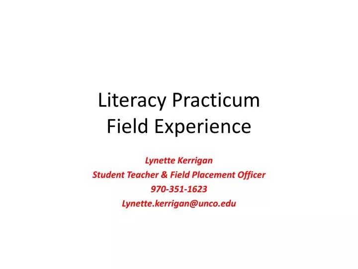 literacy practicum field experience