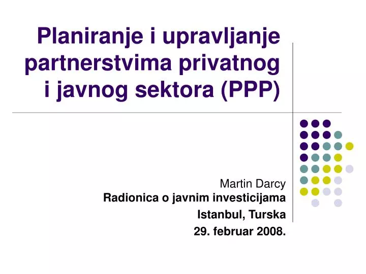 plan iranje i upravljanje partnerstvima privatnog i javnog sektora ppp