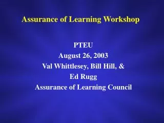 Assurance of Learning Workshop