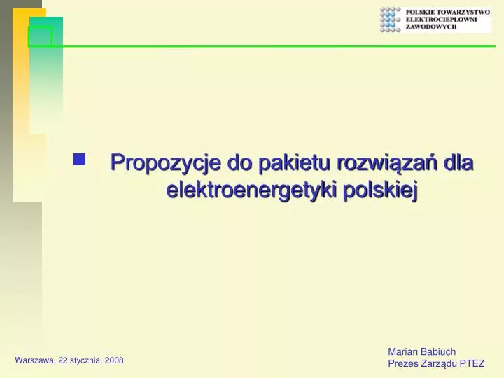 propozycje do pakietu rozwi za dla elektroenergetyki polskiej
