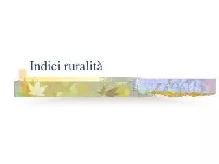 indici ruralit