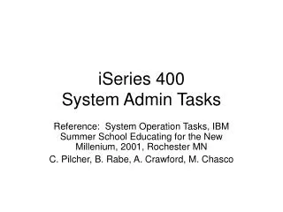 iSeries 400 System Admin Tasks