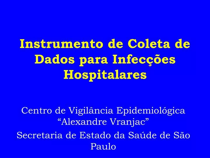 instrumento de coleta de dados para infec es hospitalares