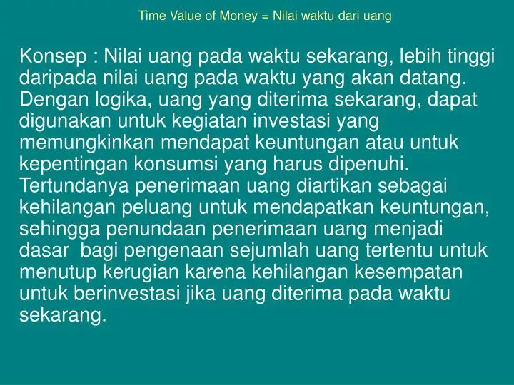 time value of money nilai waktu dari uang