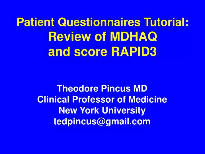 patient questionnaires tutorial review of mdhaq and score rapid3