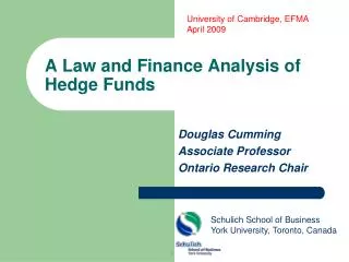 A Law and Finance Analysis of Hedge Funds
