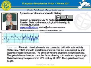 Dynamics of climate and world history