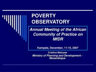 Annual Meeting of the African Community of Practice on MfDR Kampala, December, 11-15, 2007