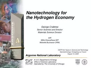 Nanotechnology for the Hydrogen Economy