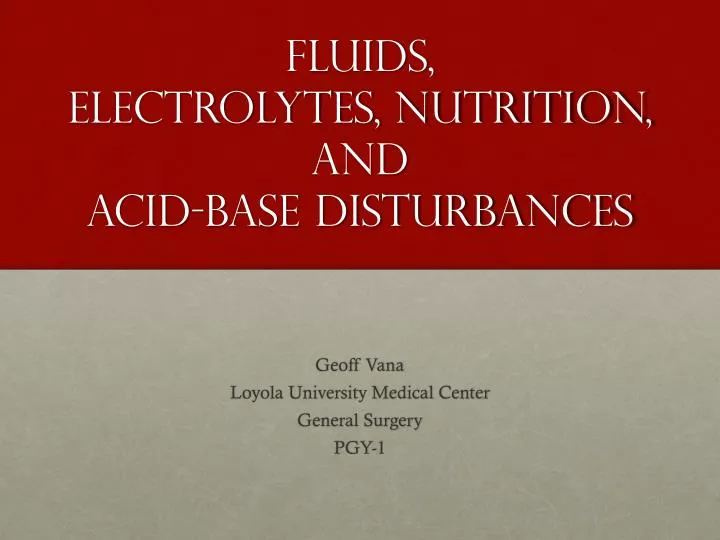 fluids electrolytes nutrition and acid base disturbances