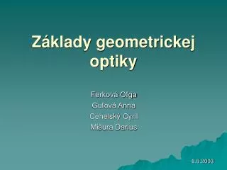 z klady geometrickej optiky
