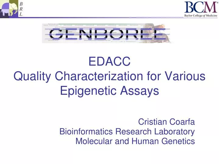 edacc quality characterization for various epigenetic assays