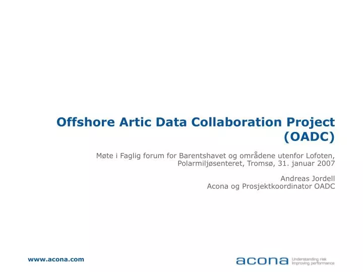 offshore artic data collaboration project oadc