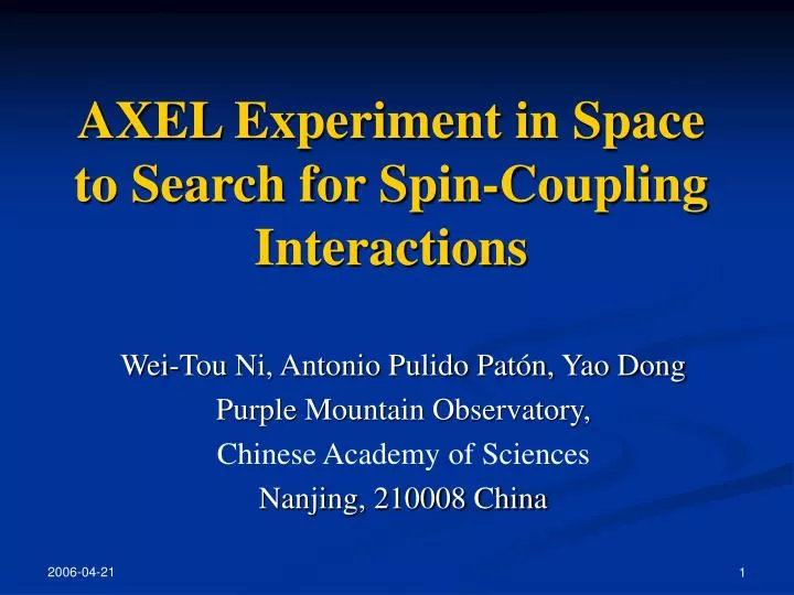 axel experiment in space to search for spin coupling interactions