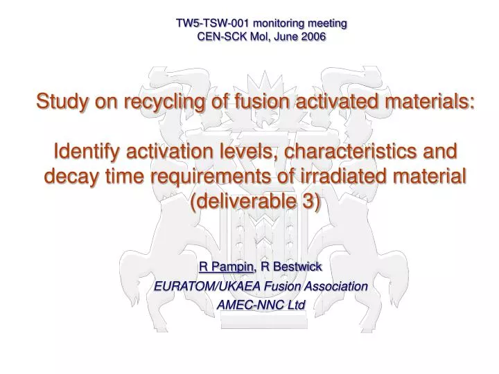 r pampin r bestwick euratom ukaea fusion association amec nnc ltd