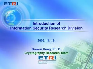 Introduction of Information Security Research Division
