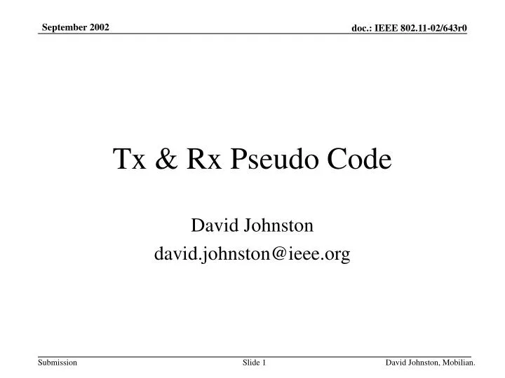 tx rx pseudo code