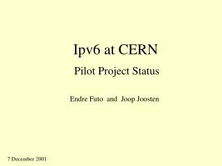 Ipv6 at CERN