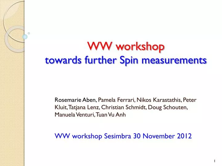 ww workshop towards further spin measurements