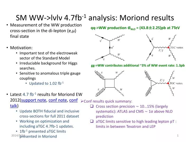 sm ww l l 4 7fb 1 analysis moriond results