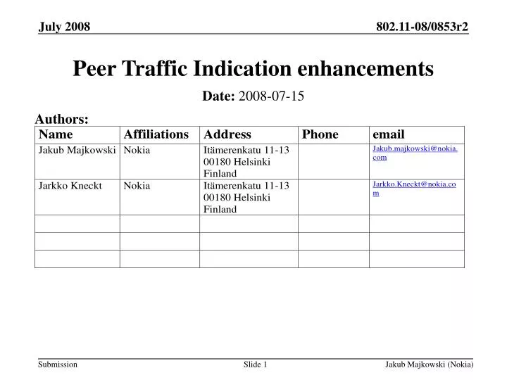 peer traffic indication enhancements
