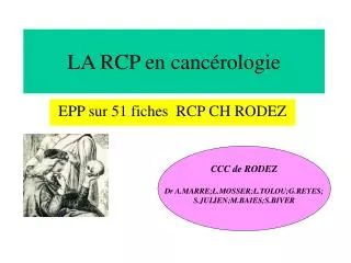 la rcp en canc rologie