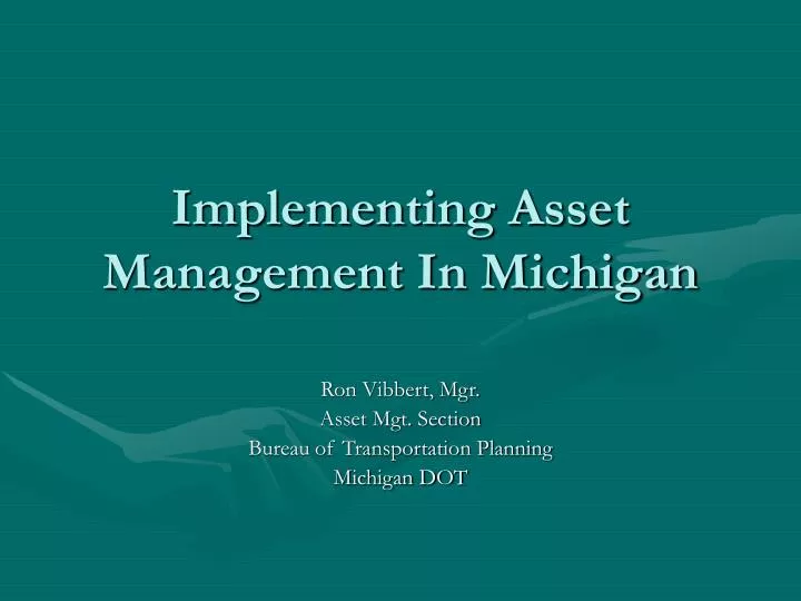 implementing asset management in michigan