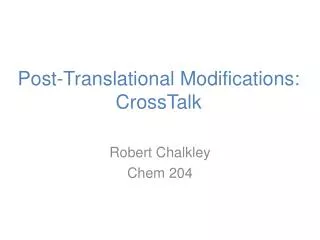 post translational modifications crosstalk