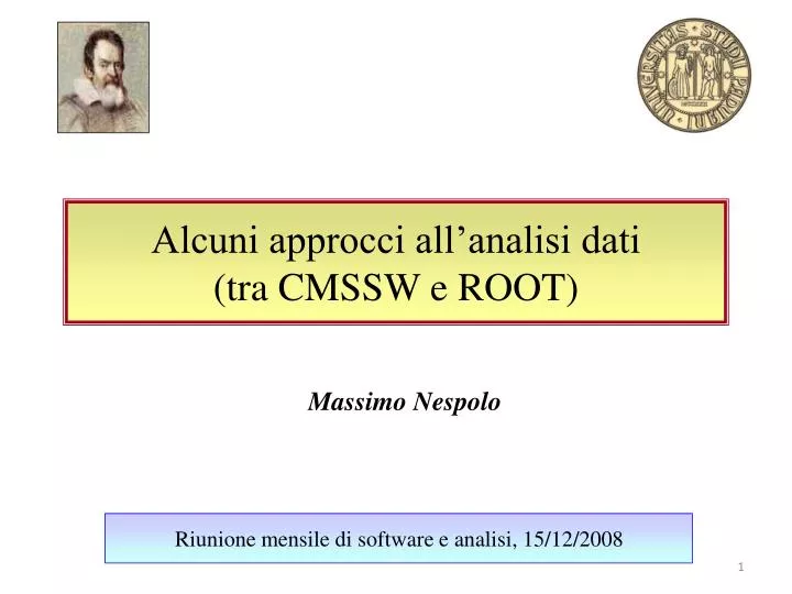 alcuni approcci all analisi dati tra cmssw e root