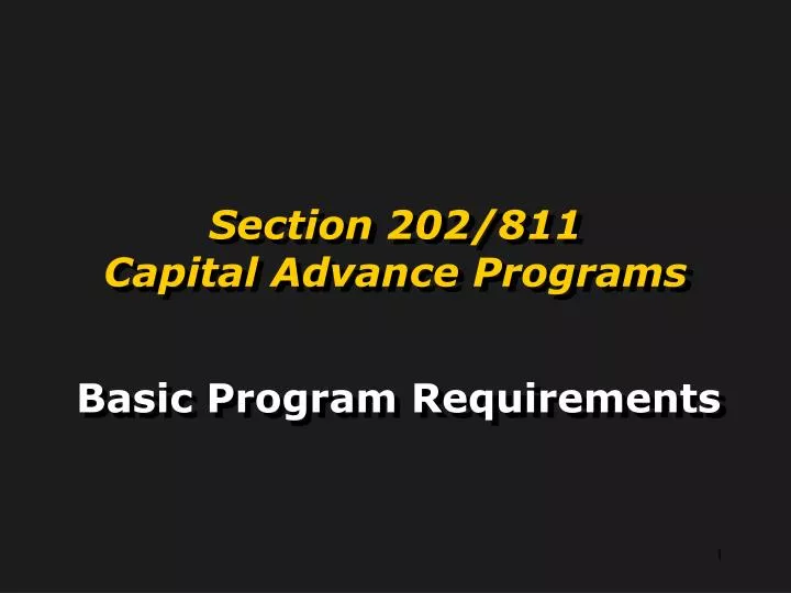 section 202 811 capital advance programs