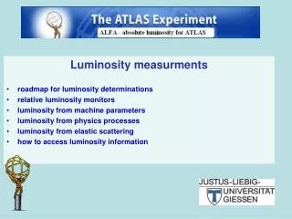 Luminosity measurments roadmap for luminosity determinations relative luminosity monitors