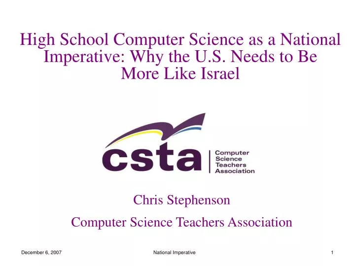 high school computer science as a national imperative why the u s needs to be more like israel