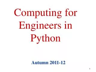 Computing for Engineers in Python