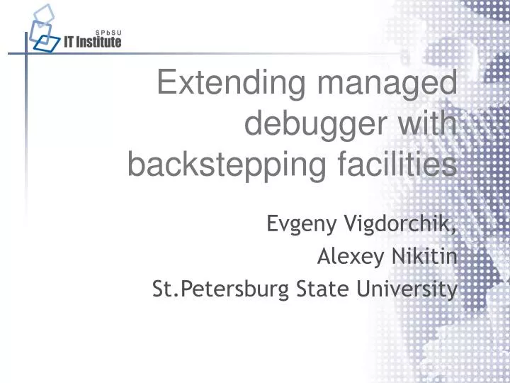 extending managed debugger with backstepping facilities