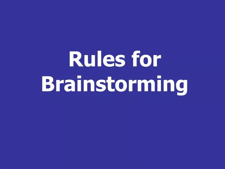 rules for brainstorming