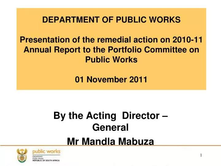 by the acting director general mr mandla mabuza