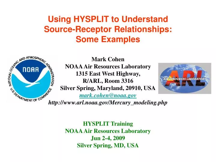 using hysplit to understand source receptor relationships some examples