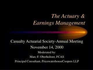 the actuary earnings management